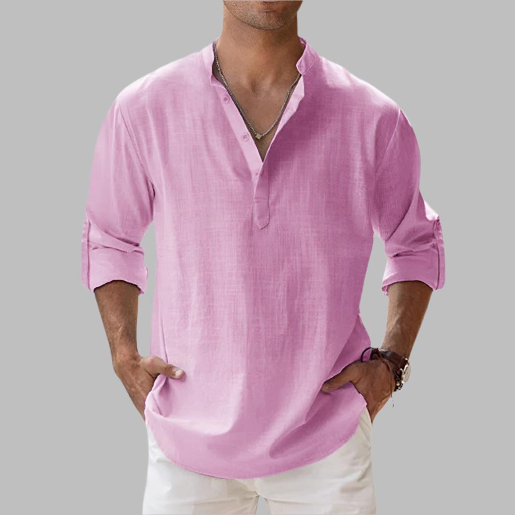 Glevato | Men's Band Collar Henley Shirt