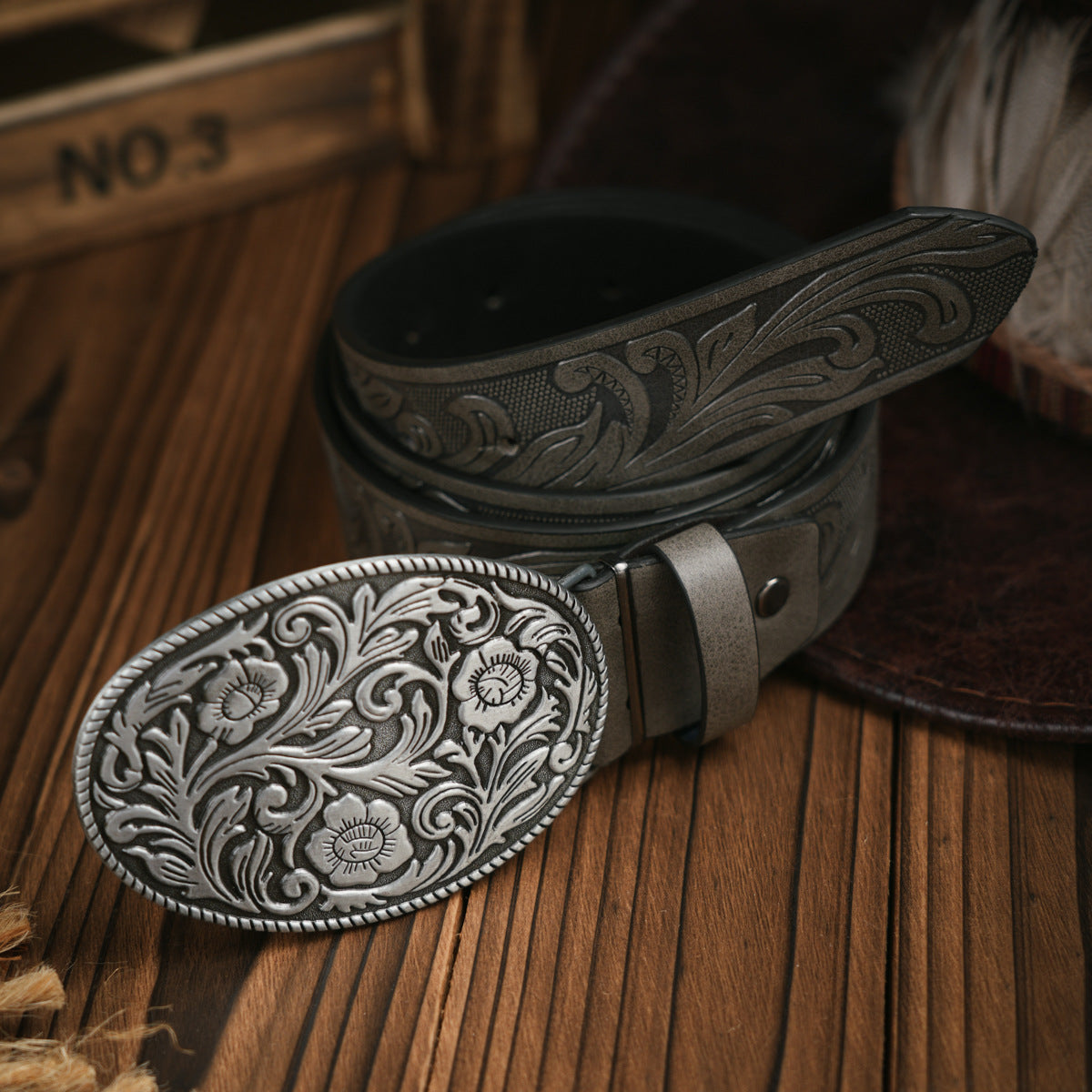 Glevato | Men’s Belt | Western Style | Vegan Leather & Durable Metal Buckle