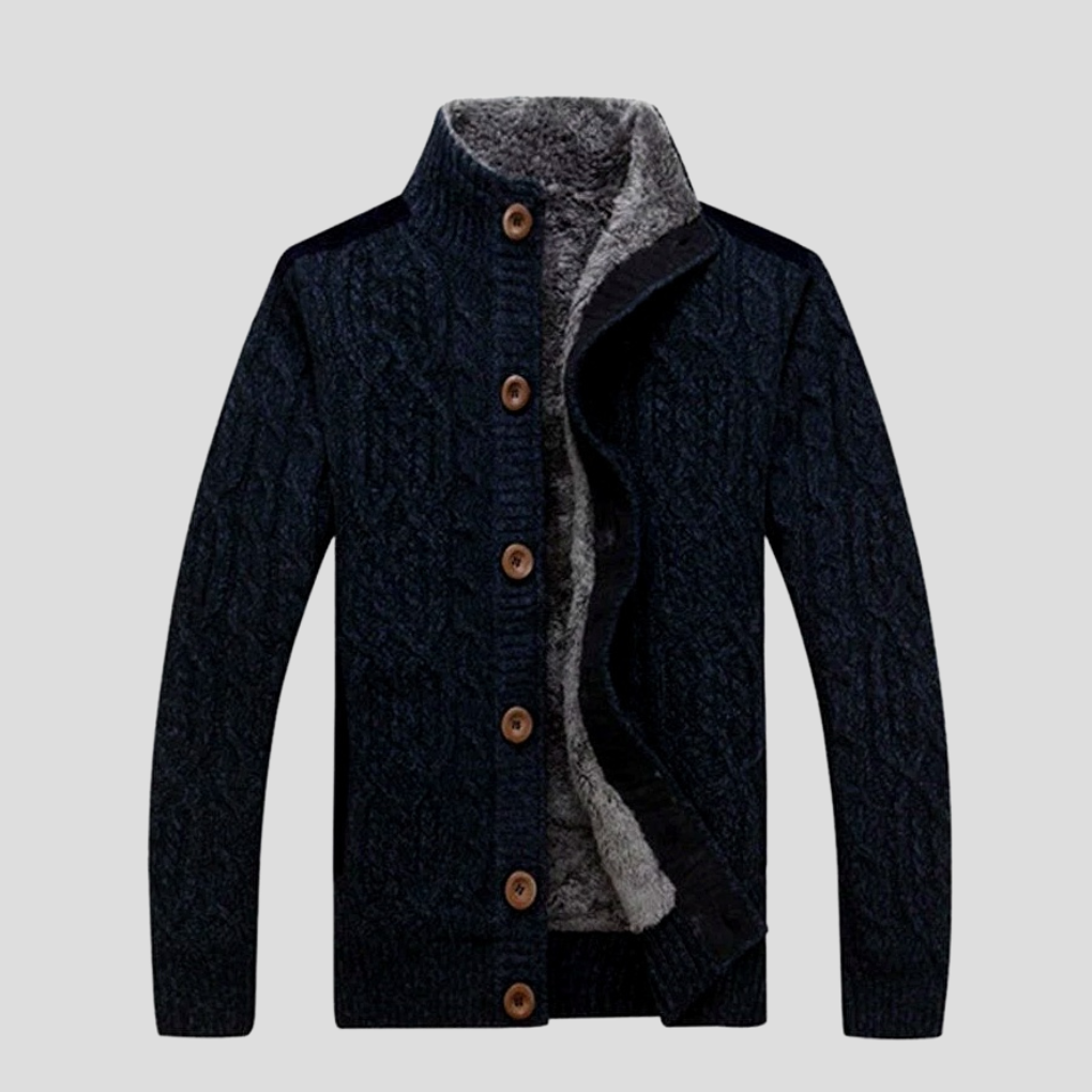 Glevato | Men's Cable Knit Button-Up Cardigan Jacket