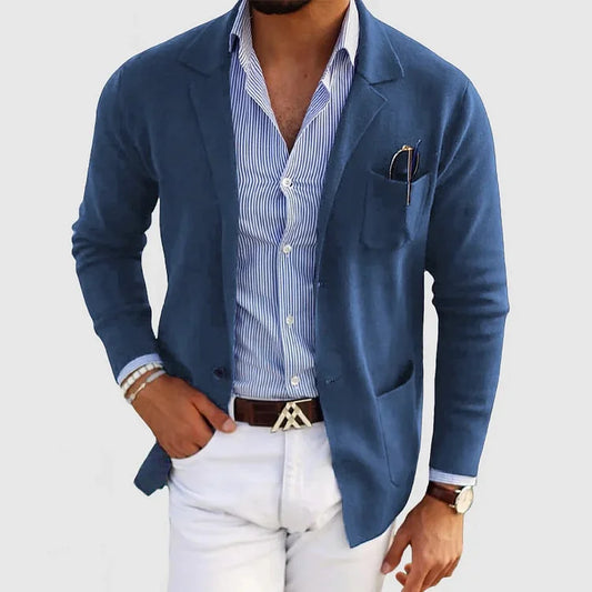 Glevato | Men's Casual Knit Blazer with Patch Pockets
