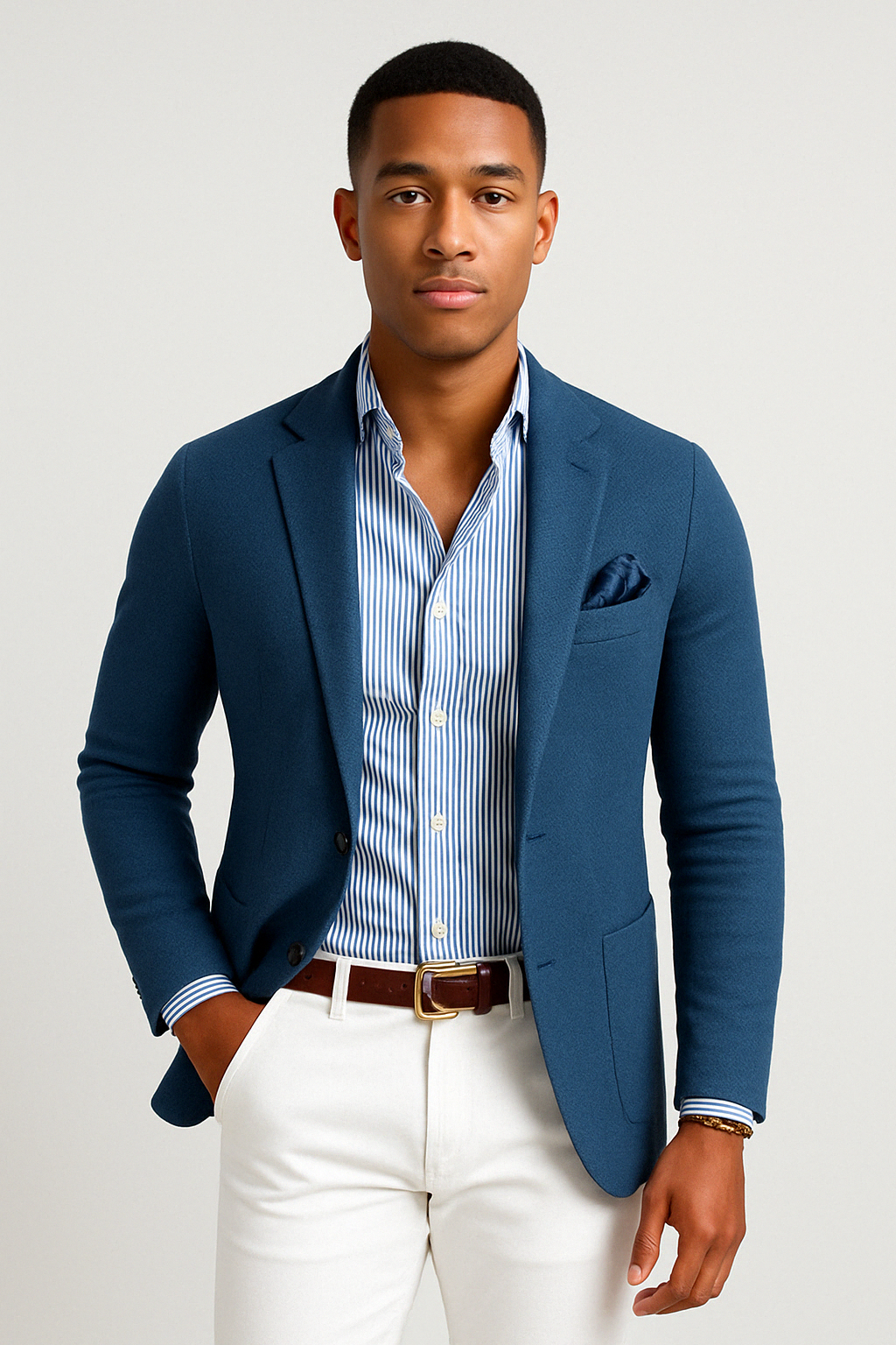 Glevato | Men's Casual Knit Blazer with Patch Pockets