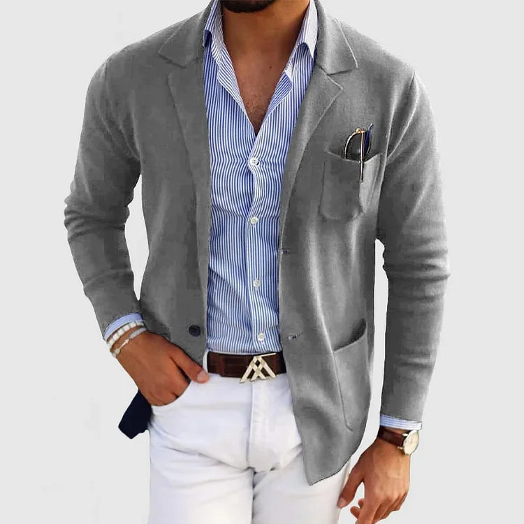 Glevato | Men's Casual Knit Blazer with Patch Pockets