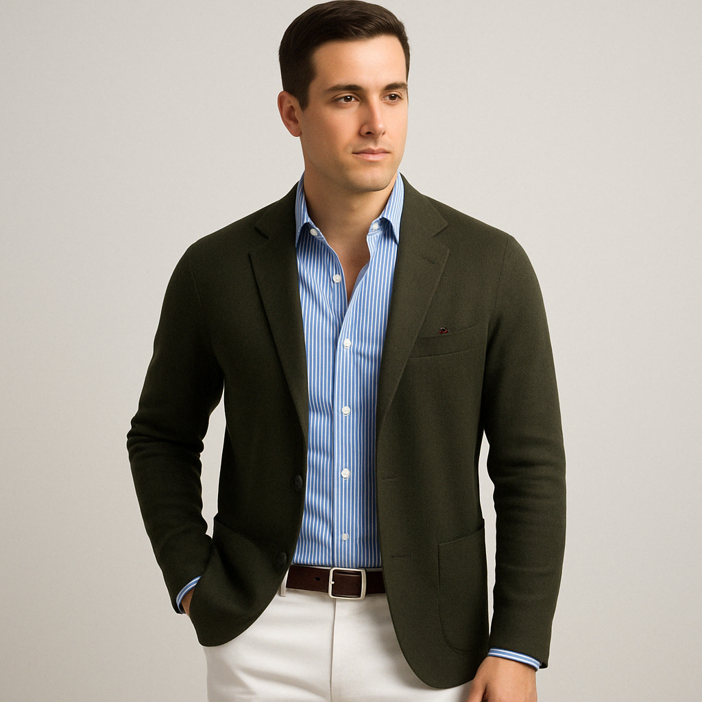 Glevato | Men's Casual Knit Blazer with Patch Pockets