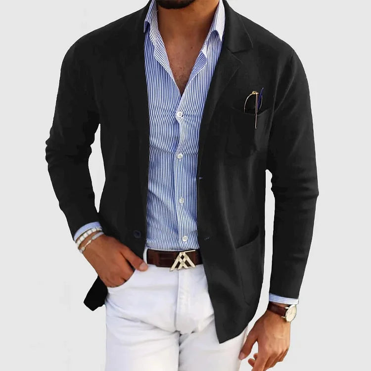 Glevato | Men's Casual Knit Blazer with Patch Pockets