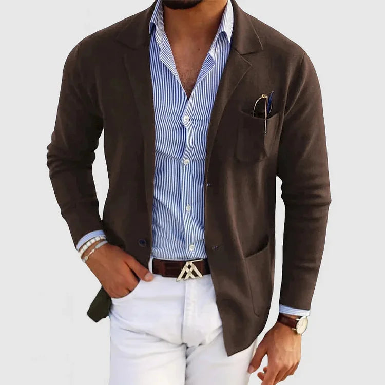 Glevato | Men's Casual Knit Blazer with Patch Pockets