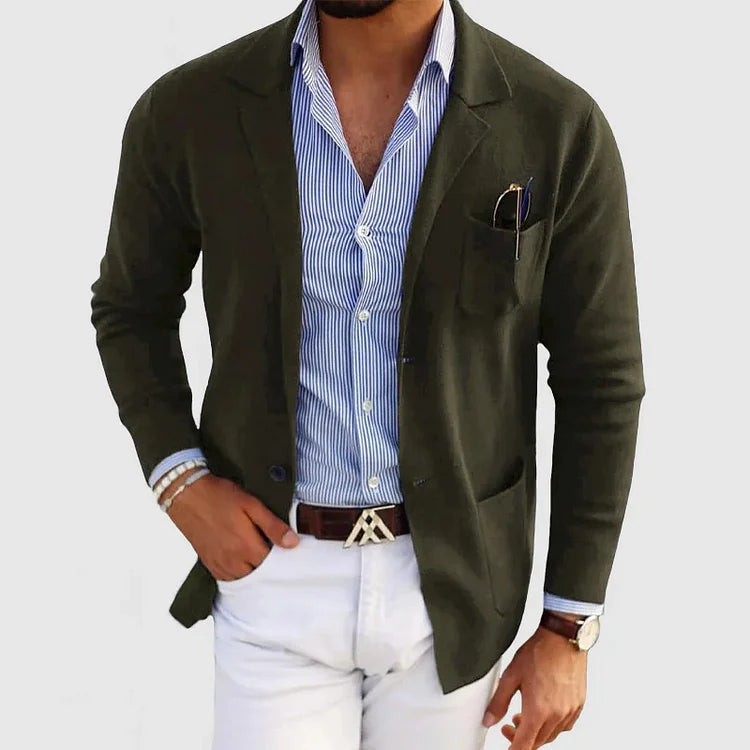 Glevato | Men's Casual Knit Blazer with Patch Pockets