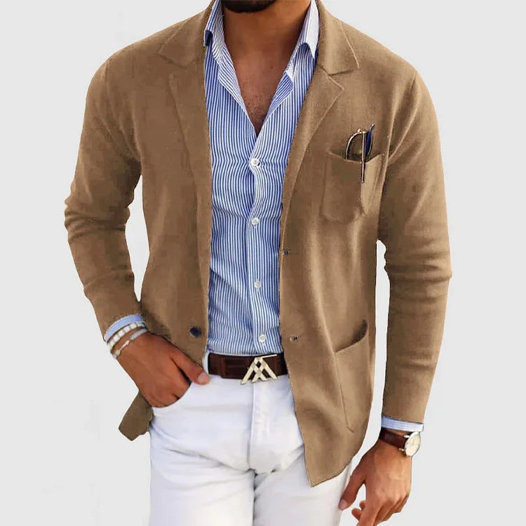 Glevato | Men's Casual Knit Blazer with Patch Pockets