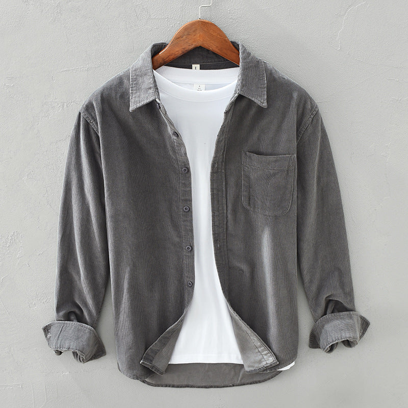 Glevato | Men's Corduroy Button-Up Shirt with Chest Pocket