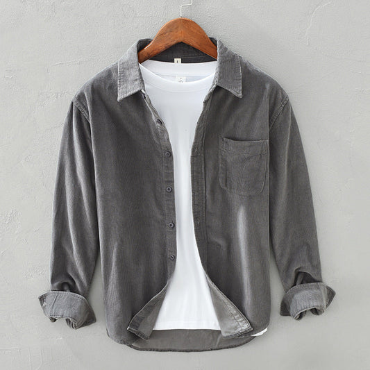 Glevato | Men's Corduroy Button-Up Shirt with Chest Pocket