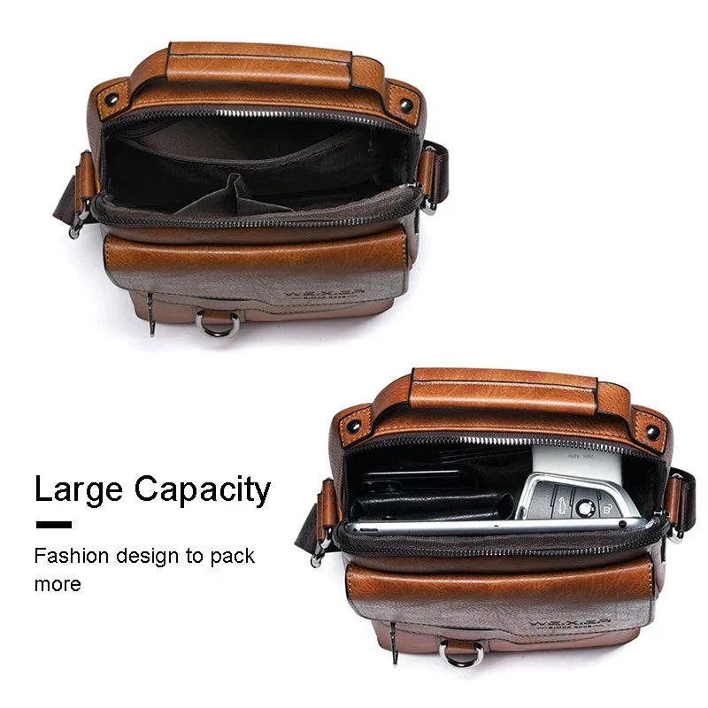 Glevato | Men's Genuine Leather Shoulder Bag | Durable, Adjustable Strap & Ideal for Work or Leisure