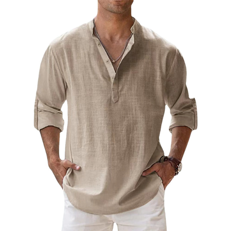 Glevato | Men's Henley Shirt with Button Detail