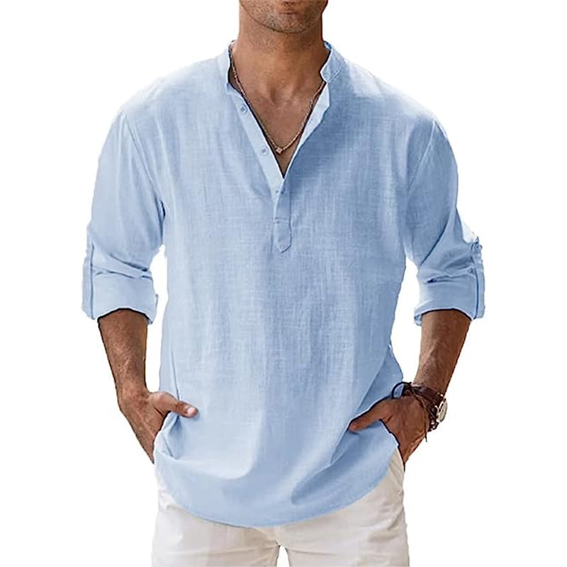 Glevato | Men's Henley Shirt with Button Detail