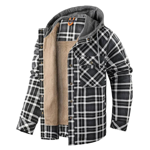Glevato | Men's Hooded Plaid Lined Overshirt