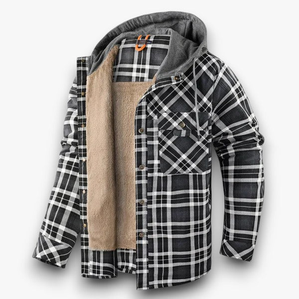 Glevato | Men's Hooded Plaid Lined Overshirt