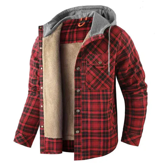 Glevato | Men's Hooded Plaid Lined Overshirt