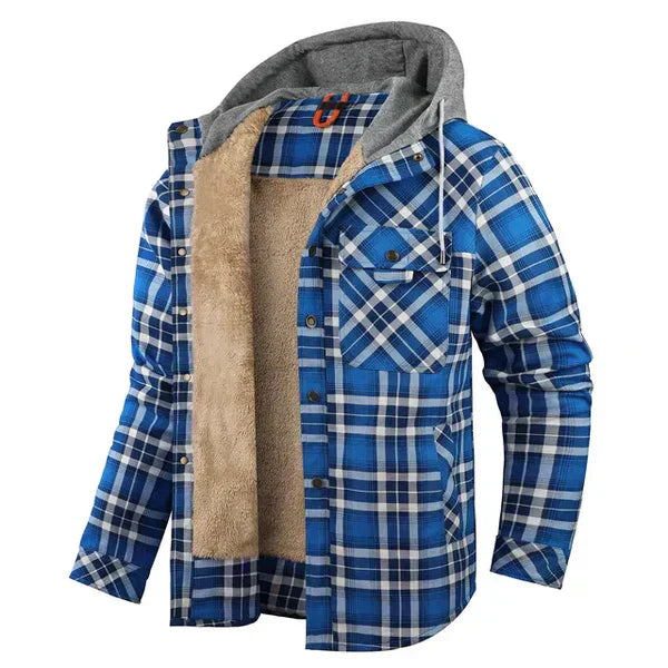 Glevato | Men's Hooded Plaid Lined Overshirt