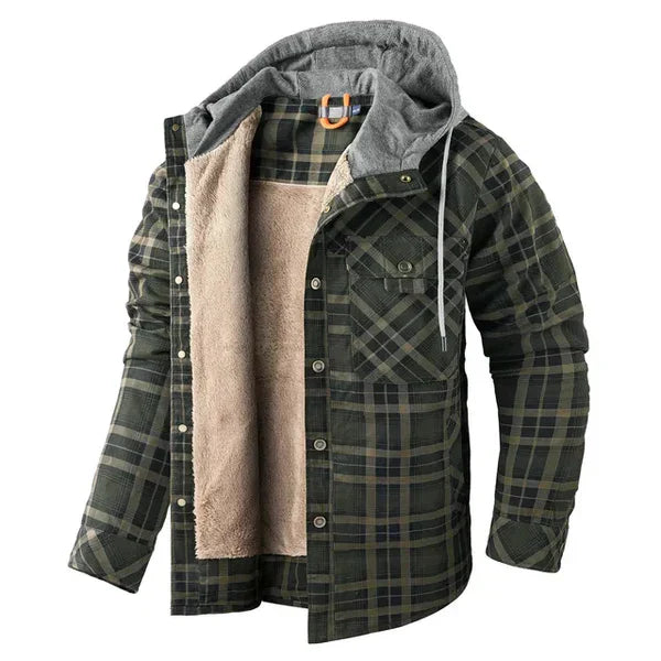 Glevato | Men's Hooded Plaid Lined Overshirt