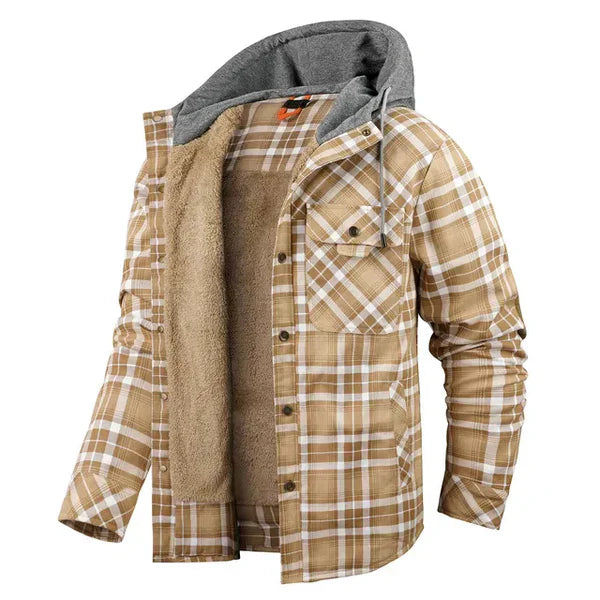 Glevato | Men's Hooded Plaid Lined Overshirt