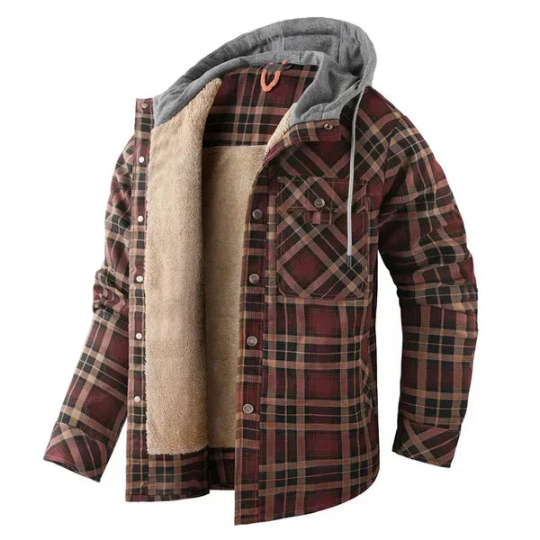 Glevato | Men's Hooded Plaid Lined Overshirt