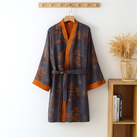 Glevato | Męski szlafrok kimono z żakardowym wzorem