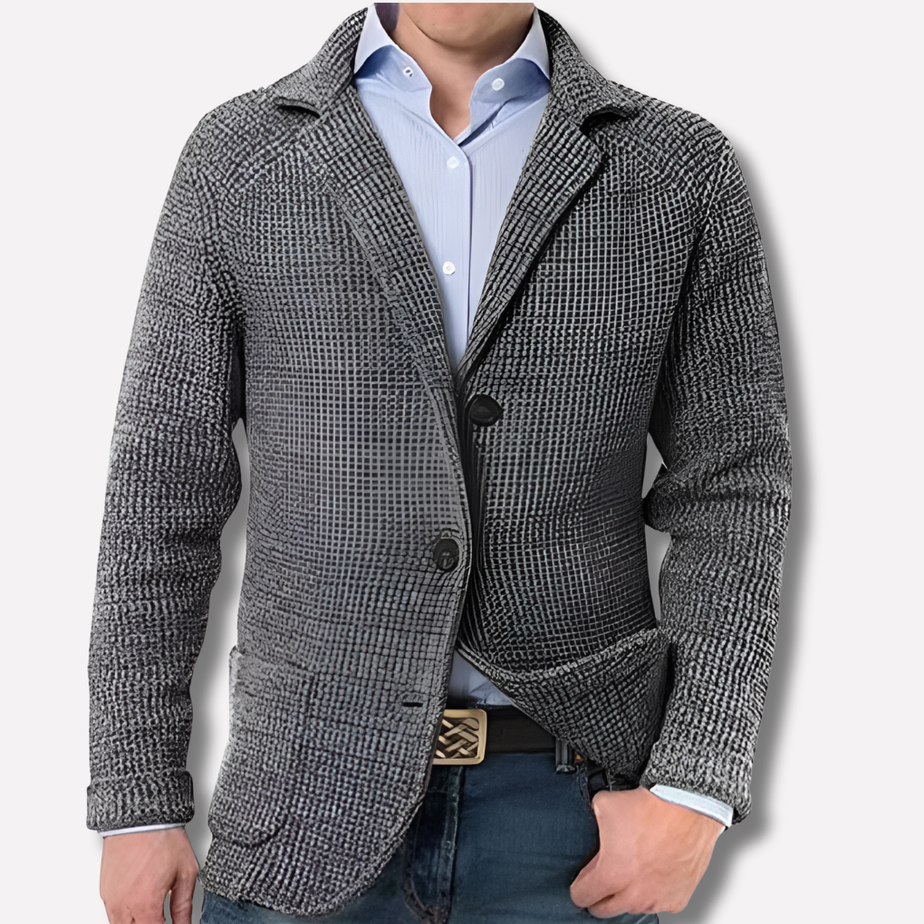 Glevato | Men's Knit Blazer Jacket with Button Front