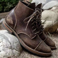 Glevato | Męskie sznurowane botki z postarzanym wykończeniem