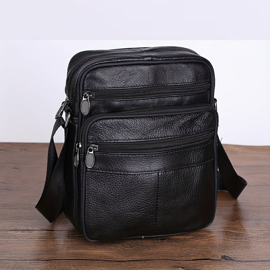 Glevato | Men’s Leather Shoulder Bag | Genuine Cowhide Crossbody | Adjustable Strap