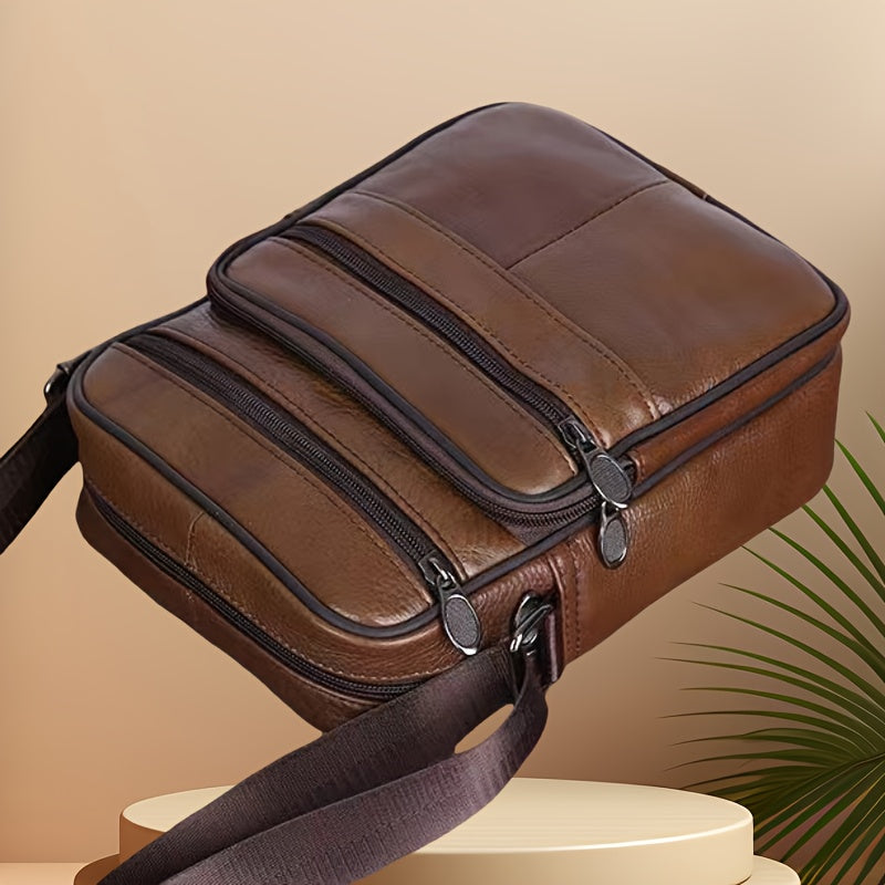 Glevato | Men’s Leather Shoulder Bag | Genuine Cowhide Crossbody | Adjustable Strap