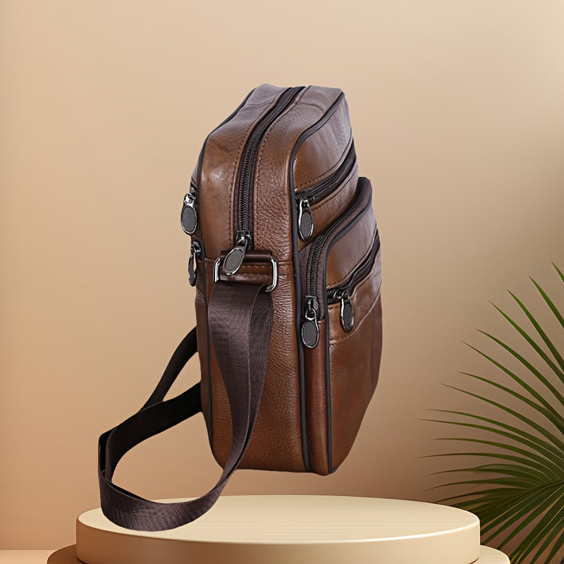 Glevato | Men’s Leather Shoulder Bag | Genuine Cowhide Crossbody | Adjustable Strap