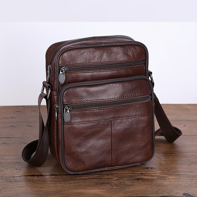 Glevato | Men’s Leather Shoulder Bag | Genuine Cowhide Crossbody | Adjustable Strap