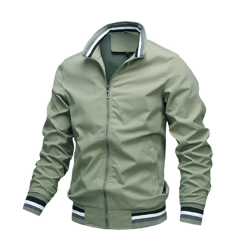 Glevato | Men's Lightweight Bomber Jacket with Striped Collar and Cuffs