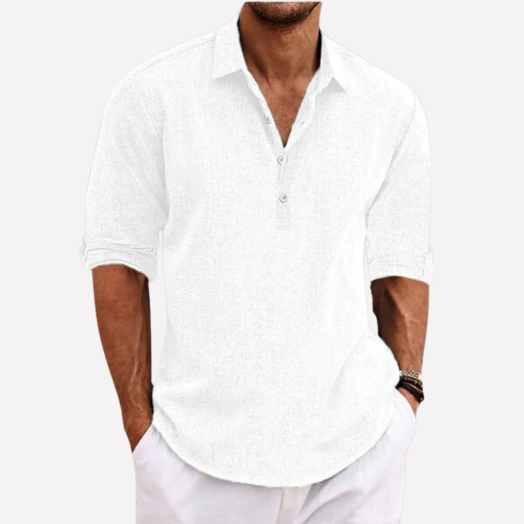 Glevato | Men's Linen Blend Henley Shirt