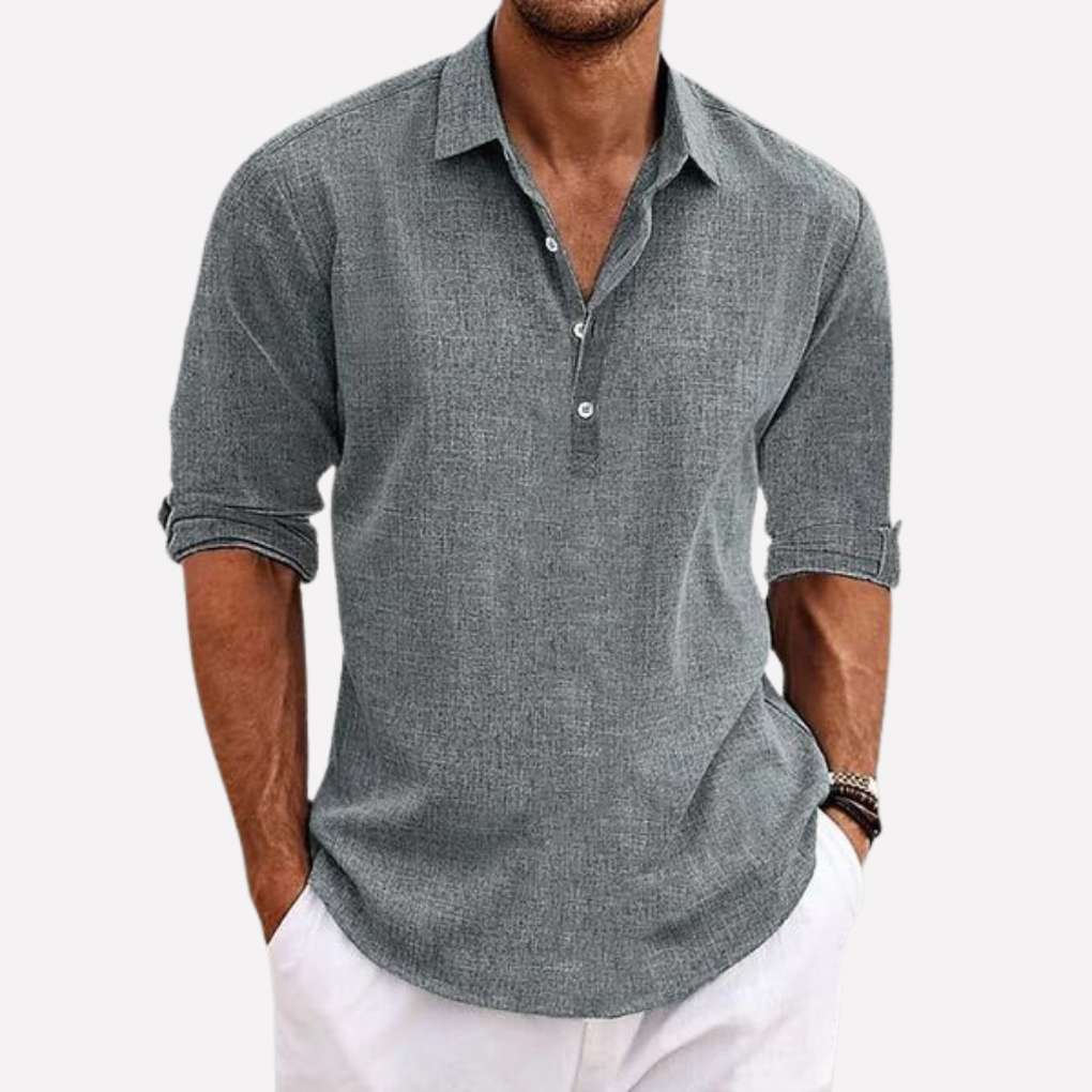 Glevato | Men's Linen Blend Henley Shirt