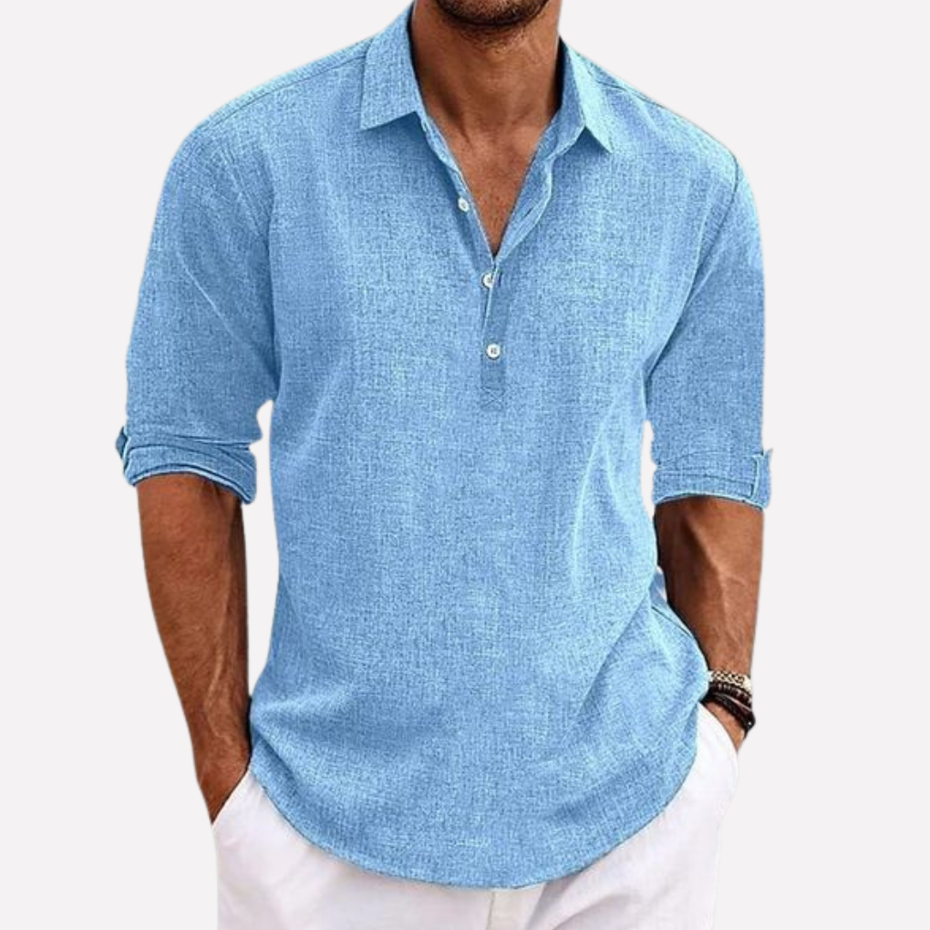 Glevato | Men's Linen Blend Henley Shirt
