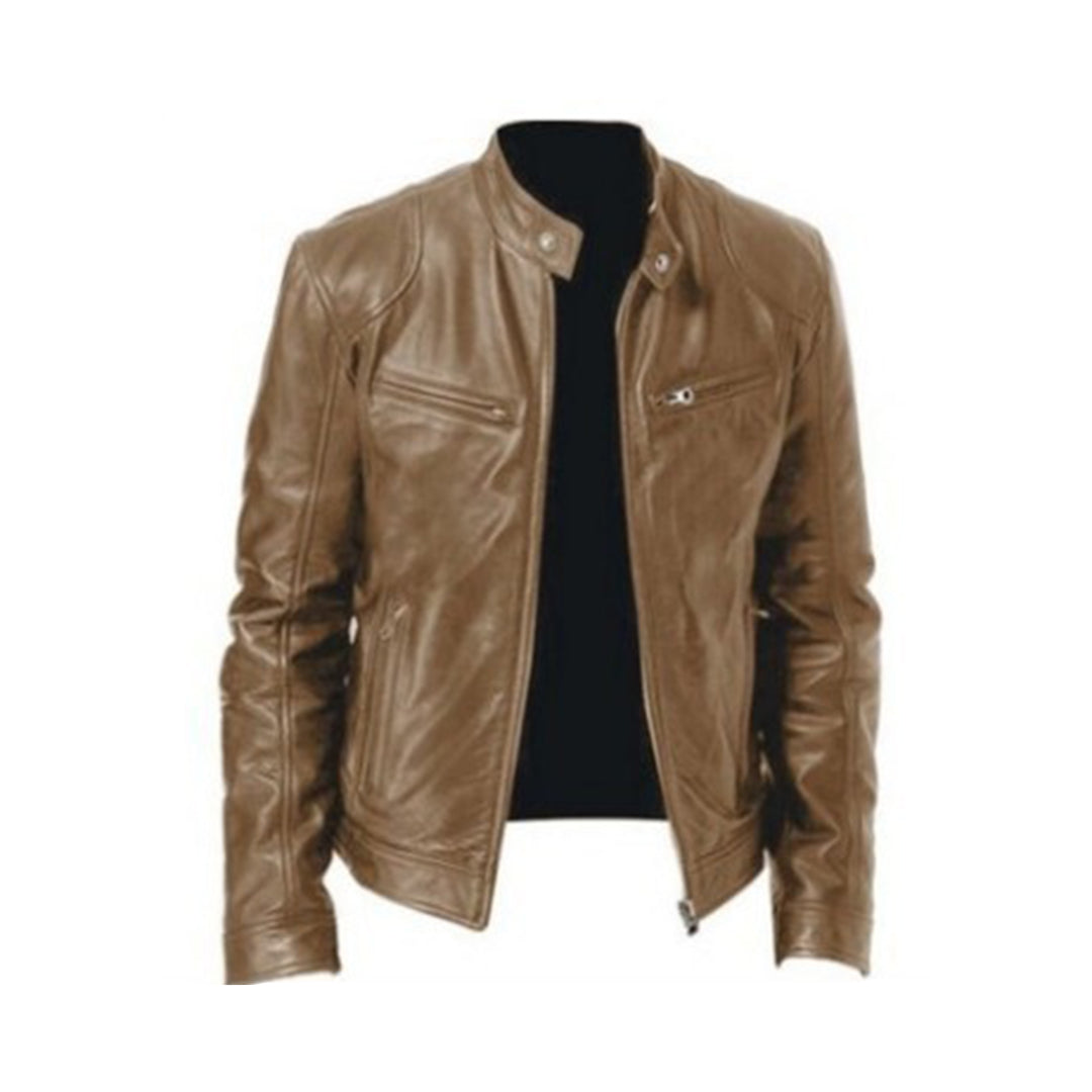 Glevato | Men's Moto Jacket with Zipper Pockets