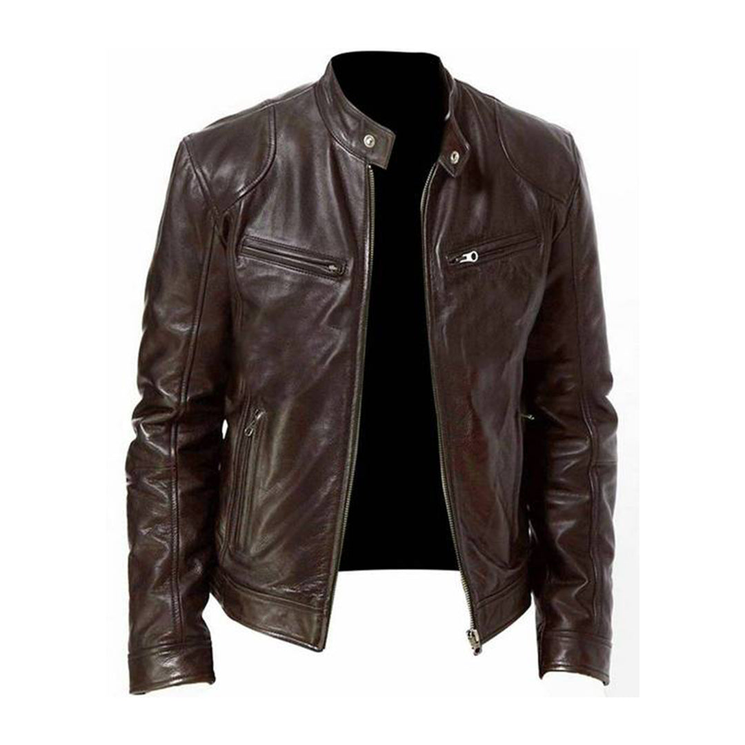 Glevato | Men's Moto Jacket with Zipper Pockets
