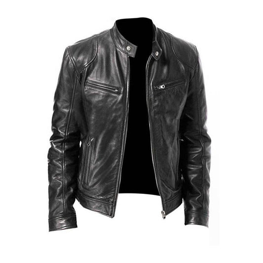 Glevato | Men's Moto Jacket with Zipper Pockets
