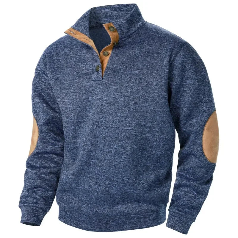 Glevato | Men's Pullover Sweater with Suede Patches