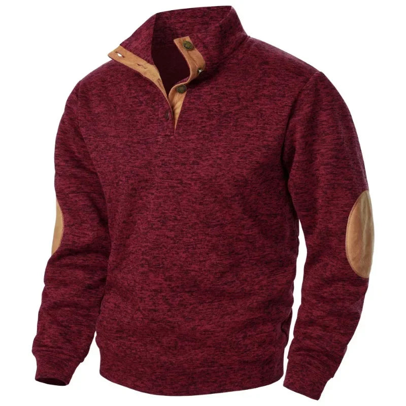 Glevato | Men's Pullover Sweater with Suede Patches