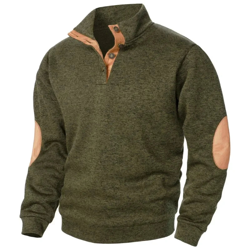 Glevato | Men's Pullover Sweater with Suede Patches