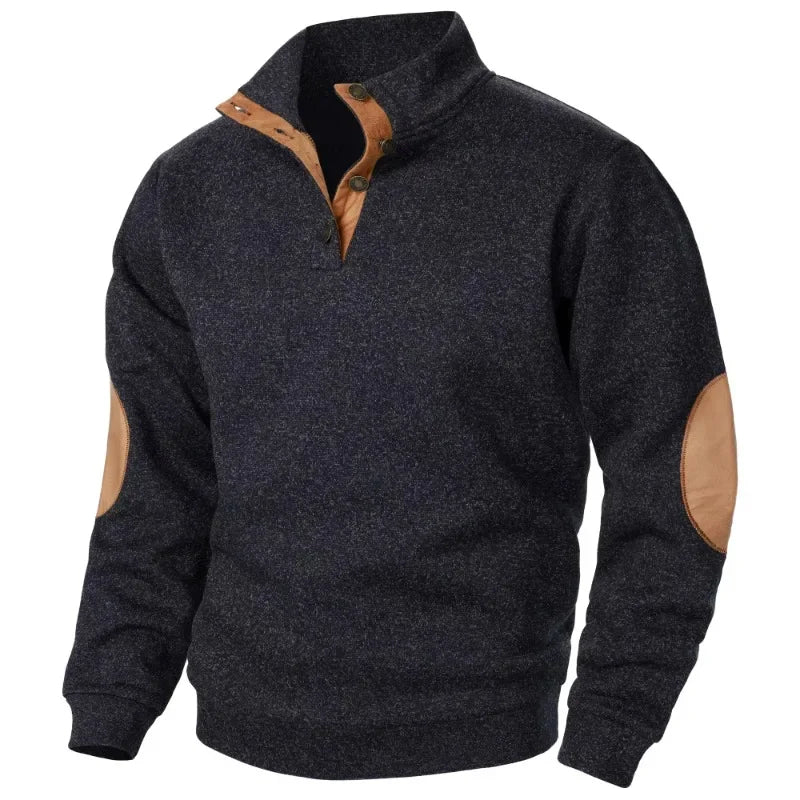 Glevato | Men's Pullover Sweater with Suede Patches