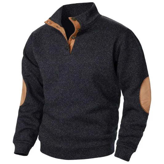 Glevato | Men's Pullover Sweater with Suede Patches
