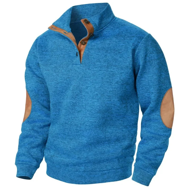 Glevato | Men's Pullover Sweater with Suede Patches
