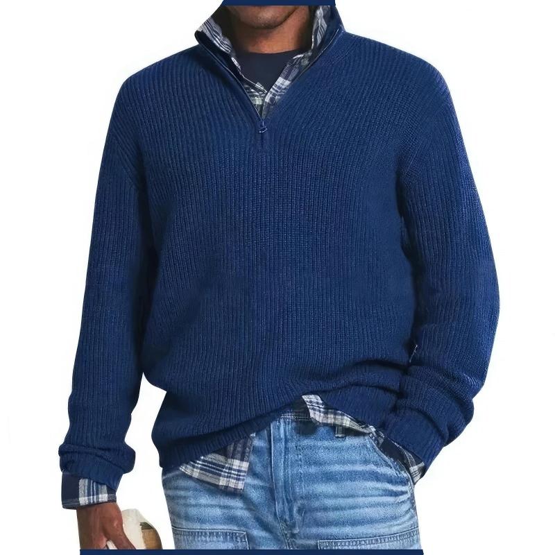Glevato | Men's Quarter Zip Ribbed Knit Sweater