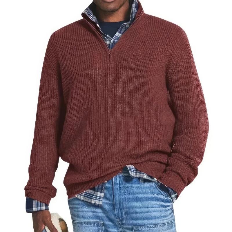Glevato | Men's Quarter Zip Ribbed Knit Sweater