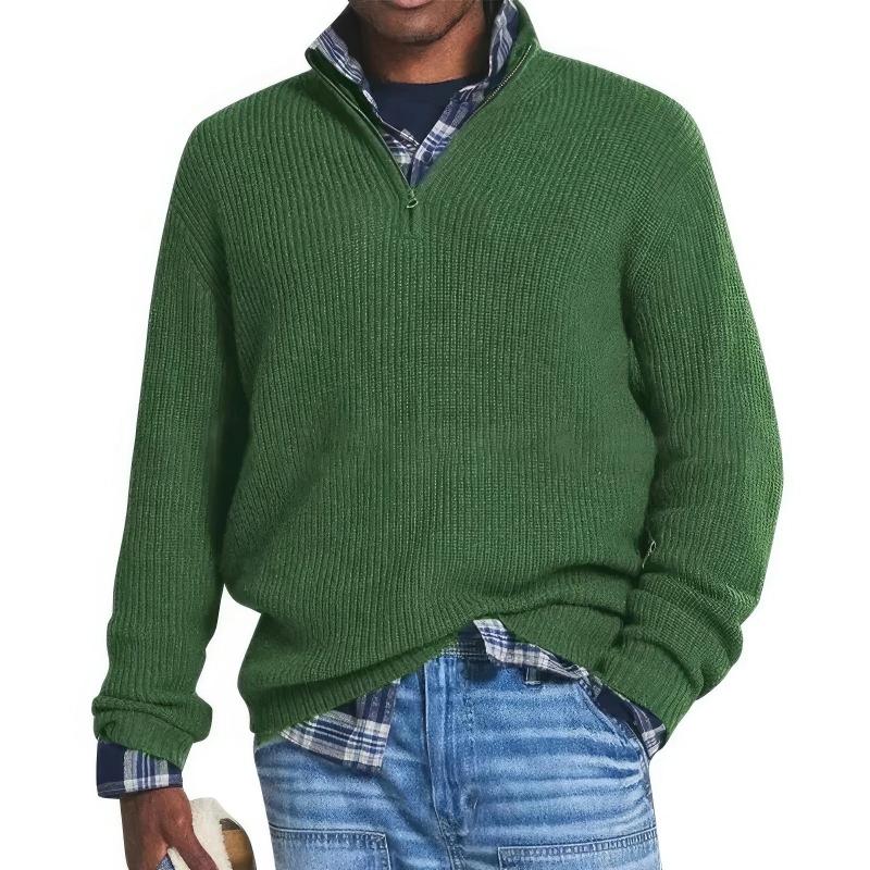 Glevato | Men's Quarter Zip Ribbed Knit Sweater