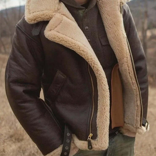 Glevato | Men's Shearling Lined Aviator Jacket