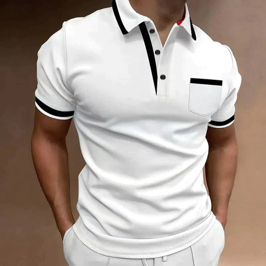 Glevato | Men's Short Sleeve Polo Shirt with Pocket Detail