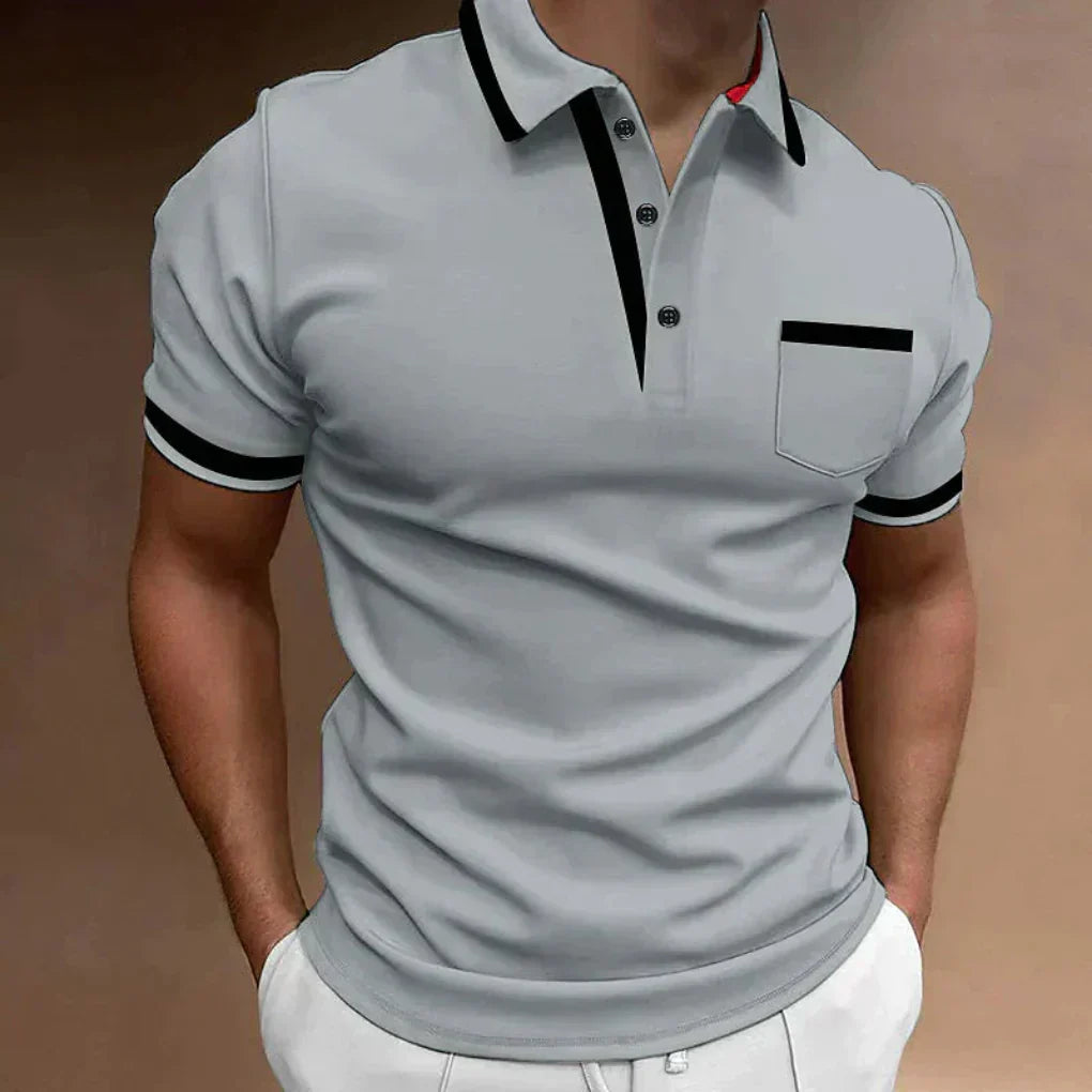 Glevato | Men's Short Sleeve Polo Shirt with Pocket Detail