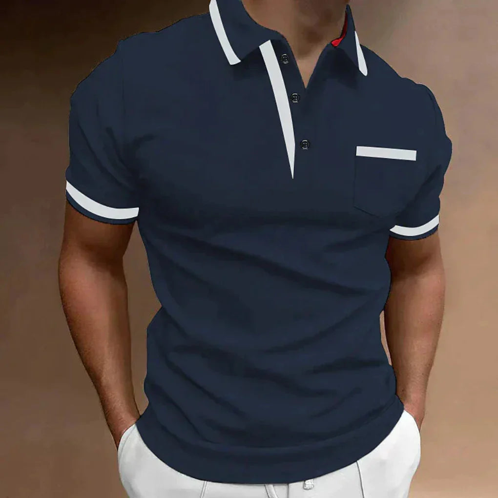 Glevato | Men's Short Sleeve Polo Shirt with Pocket Detail